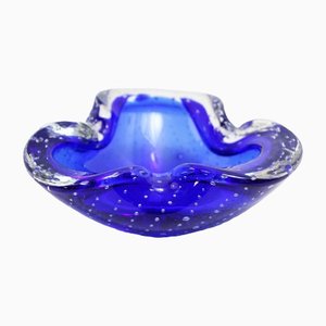 Cenicero de cristal de Murano azul