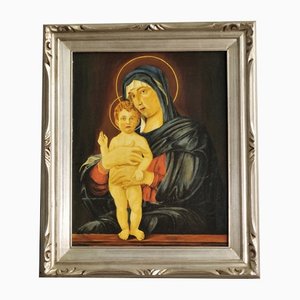 Pintura de María y Jesús, años 70, óleo sobre lienzo