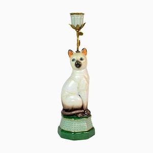 Candelabro Cudget Siamese Cat de porcelana y bronce de & Klevering