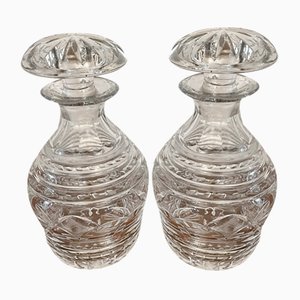 Antique Cut Glass Shaped Decanters, Set of 2