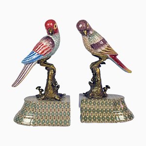 Bronze Ceramic Reggilibri Parrots from Royal Family, Set of 2
