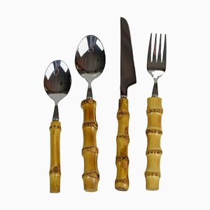 Bamboo and Steel Cutlery from Jieyang Fongcheng Chuangyaxing Stainless Steel Cutlery Factory, Set of 4