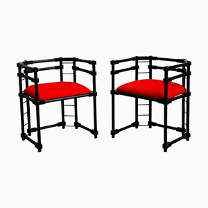 Set of Modern Metal Armchairs with Bolts, Italy, 1970s