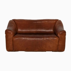 Divano a due posti Ds 47 in pelle marrone di de Sede