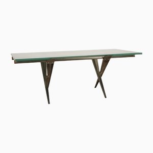 Silver Glass Tender Dining Table with Extension Function from Desalto