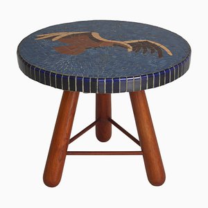 Stained Elm Mosaic Side Table by Otto Færge, Denmark, 1940s