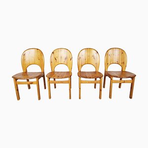 Pine Wood Dining Chairs by Rainer Daumiller for Hirtshals Savvaerk, 1980, Set of 4
