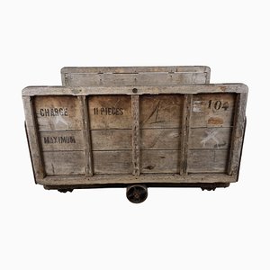 Large Industrial Steel and Wooden Trolley, 1900s