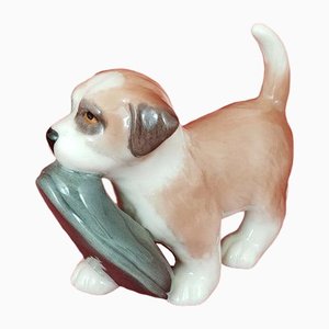 Mini Collection St Bernard Puppy with Shoe 744 RCH 5489 Figurine from Royal Copenhagen
