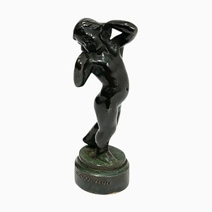 Cachet de Cire d'une Fille en Bronze par Otto Valdemar Strandman