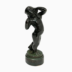 Wachs Siegelstempel eines Mädchens in Bronze von Otto Valdemar Strandman