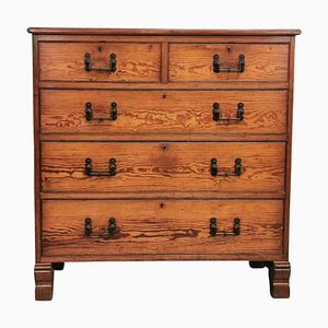 19th Century Antique Oyster Pitch Pine Chest of Drawers