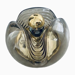 Smoking Glass Wave Ceiling Wall Lamp by Koch & Lowy for Peill & Putzler, 1960s