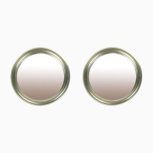 Small Nickel Plated Brass & Black Metal Mirrors by Sergio Mazza for Artemide, 1970s, Set of 2