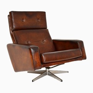 Vintage Leather Leo Swivel Chair by Robin Day for Hille, 1960s