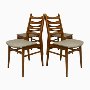 Skandinavische Stühle mit grauem Stoffbezug, 1950er bis 1960er, 4er Set