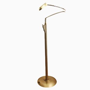 Tall Modernist Golden Height Adjustable Floor Lamp 1970s
