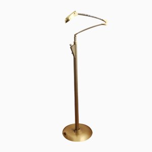 Tall Modernist Golden Height Adjustable Floor Lamp 1970s