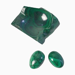 Poche e uova in malachite, set di 3