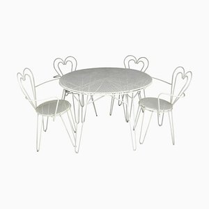 French Garden Table and Chairs by Mathieu Mategot, 1950s, Set of 5