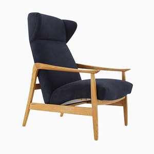 Czechoslovakian Oak Reclining Wing Chair, 1960s
