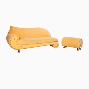 3-Sitzer Sofa Set mit gelbem Stoffbezug von Bretz Gaudi, 2er Set