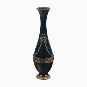 Vase en Céramique avec Supports en Bronze