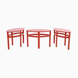 Red Lacquered Wood Low Tables