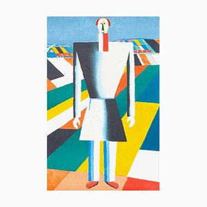 Kazimir Severínovich Malevich, Paysan dans les Champs, Lithographie Couleur