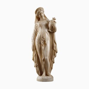 19th Century Alabaster Statuette Representing a Draped Vestal Virgin