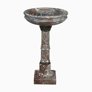 Vaschetta per uccelli in marmo grigio e rosso con decorazione in bronzo