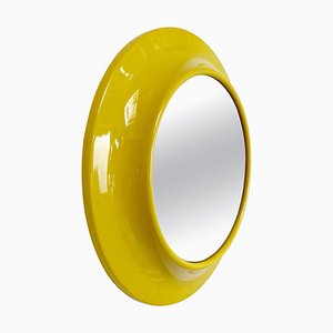 Modern Round Italian Yellow Plastic Mirror, 1980s