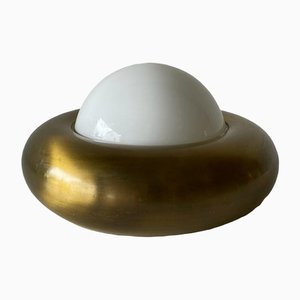 Small Ufo Opal Glass and Brass Sconce from Valenti, Italy, 1970s