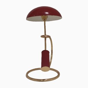 Lampada da tavolo in ottone e alluminio verniciato di Angelo Leli per Arredoluce, anni '50