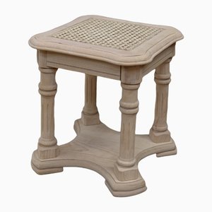Low Beech Stool with Seat in Cane