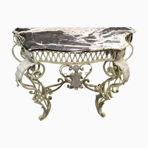 French Console in Wrought Iron and Marble