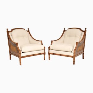 Swedish Colonial Style Walnut Armchairs, 1950s, Set of 2