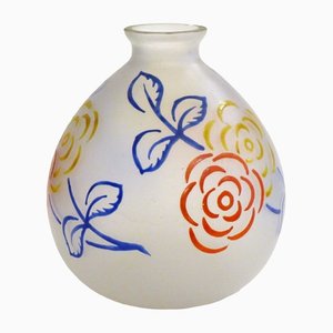 Vase Art Déco avec Décor Floral, 1930s