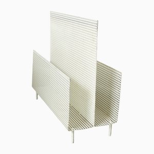Mid-Century Magazine Rack in Perforated Sheet Metal in the style of Mathieu Mategot, 1950s