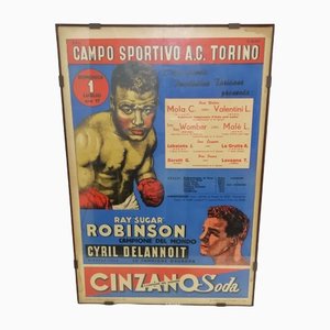 Italian Cinzano Ray Sugar Robinson Torino Poster, 1951