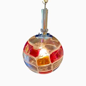 Lampe à Suspension Globe en Verre de Murano par Carlon Nason pour Mazzega, 1970s