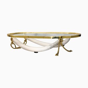 Brass and Faux Elephant Tusk Coffee Table by Italo Valenti