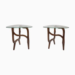 Polymorphic Teak and Glass Side Tables, Set of 2