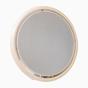 Vintage Regency Hollywood Mirror in White with Facet Cut