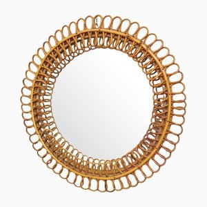 Wicker Wall Mirror in the Style of Franco Albini, Italy, 1960s