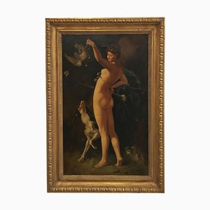 C.A.Coessin De La Foss, Diana the Huntress, Oil on Canvas, Framed