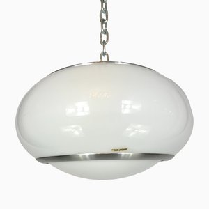 White Acrylic and Aluminum Ceiling Lamp by Stilux Milano, 1960s