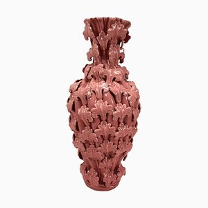 Mid-Century Vase aus rosa Porzellan