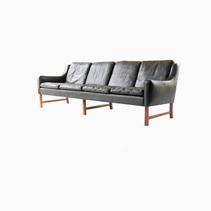 Norwegian Three-Seater Sofa in Leather by Frederik Kayser for Vatne Møbler, 1960s