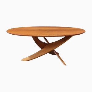Danish Solid Teak Oval Coffee Table